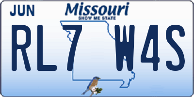 MO license plate RL7W4S
