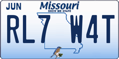 MO license plate RL7W4T
