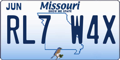 MO license plate RL7W4X