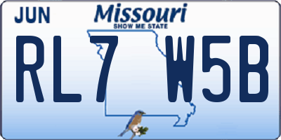MO license plate RL7W5B
