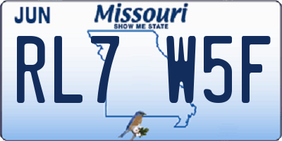 MO license plate RL7W5F