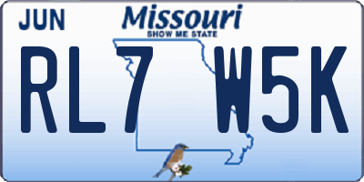 MO license plate RL7W5K