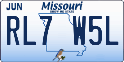 MO license plate RL7W5L