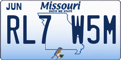 MO license plate RL7W5M