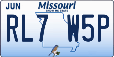 MO license plate RL7W5P