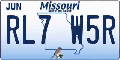 MO license plate RL7W5R