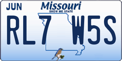 MO license plate RL7W5S