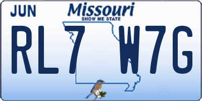 MO license plate RL7W7G