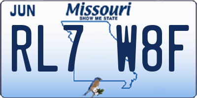 MO license plate RL7W8F