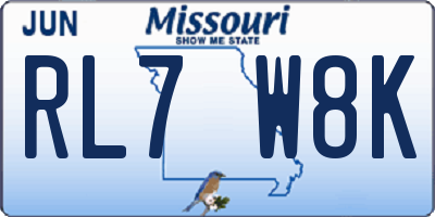 MO license plate RL7W8K
