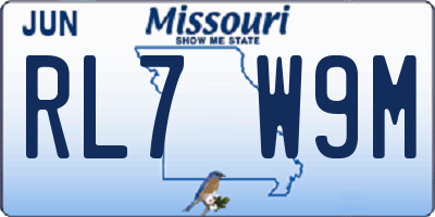 MO license plate RL7W9M