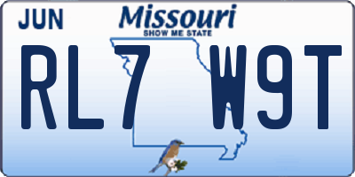 MO license plate RL7W9T