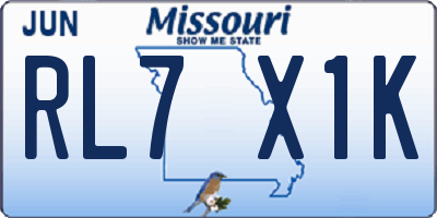 MO license plate RL7X1K