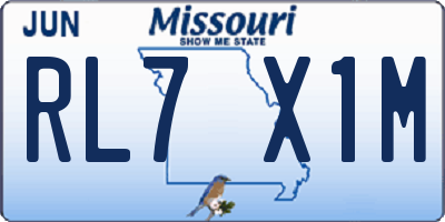 MO license plate RL7X1M