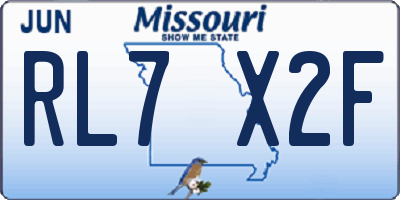 MO license plate RL7X2F