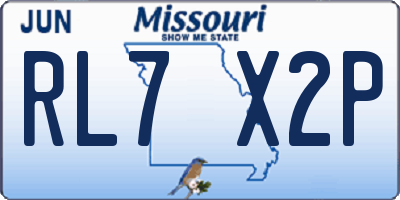 MO license plate RL7X2P
