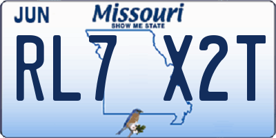 MO license plate RL7X2T
