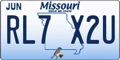 MO license plate RL7X2U