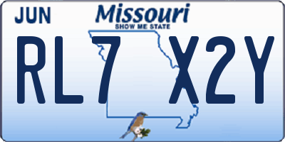 MO license plate RL7X2Y