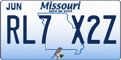 MO license plate RL7X2Z
