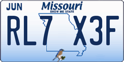 MO license plate RL7X3F