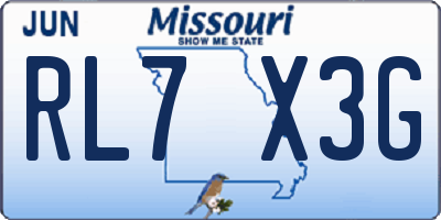 MO license plate RL7X3G