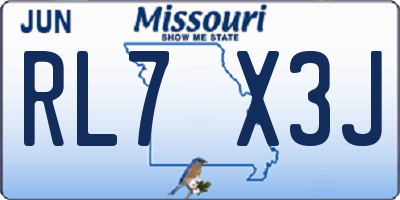 MO license plate RL7X3J