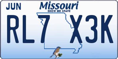MO license plate RL7X3K