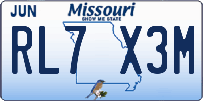 MO license plate RL7X3M