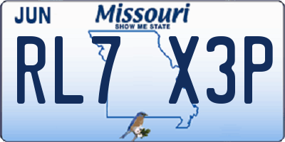 MO license plate RL7X3P