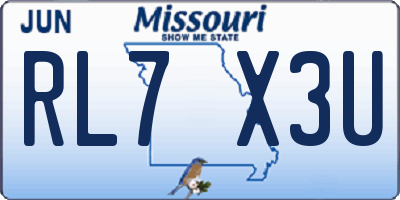 MO license plate RL7X3U