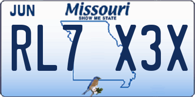 MO license plate RL7X3X