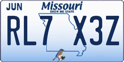 MO license plate RL7X3Z