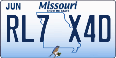 MO license plate RL7X4D