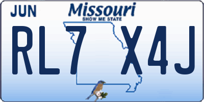 MO license plate RL7X4J