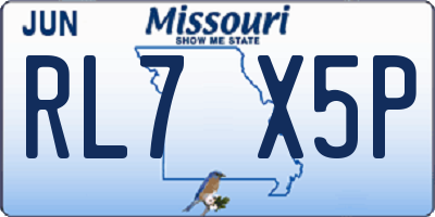 MO license plate RL7X5P