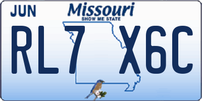 MO license plate RL7X6C