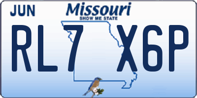 MO license plate RL7X6P