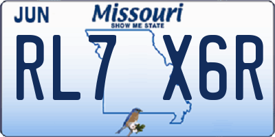 MO license plate RL7X6R
