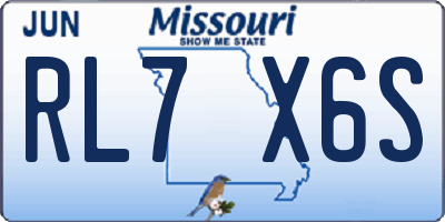 MO license plate RL7X6S