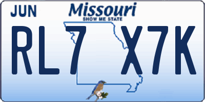 MO license plate RL7X7K