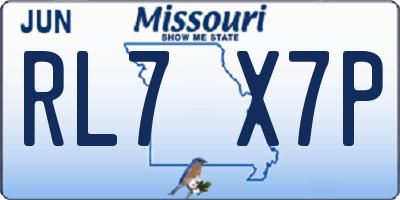 MO license plate RL7X7P