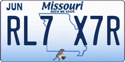 MO license plate RL7X7R