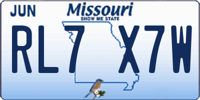 MO license plate RL7X7W