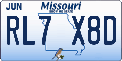 MO license plate RL7X8D