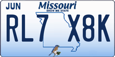 MO license plate RL7X8K