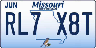 MO license plate RL7X8T