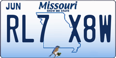 MO license plate RL7X8W