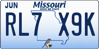 MO license plate RL7X9K