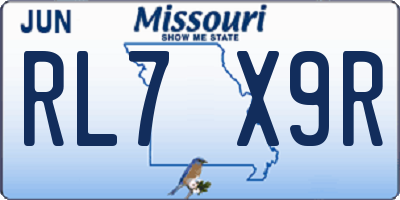 MO license plate RL7X9R